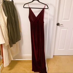 Gorgeous Long Strappy Burgundy Velvet Dress